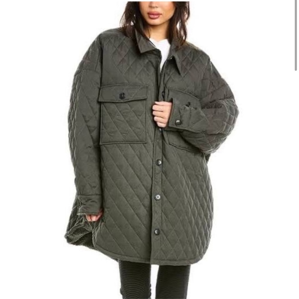 EUC Good American Green Quilted Shacket | 1/2 SMALL/MEDIUM